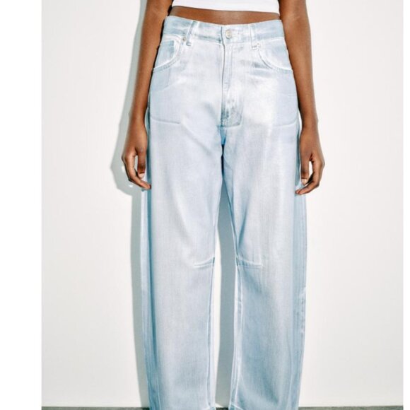 ** Zara - Mid Waist TRF Baggy Balloon Jeans - Picture 2 of 4